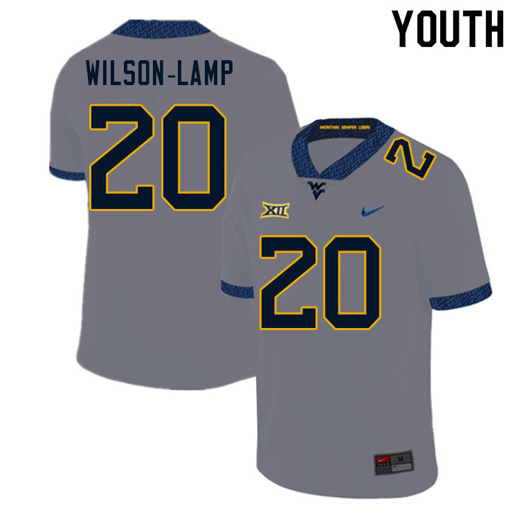 Youth #20 Andrew Wilson-Lamp West Virginia Mountaineers College Football Jerseys Sale-Gray